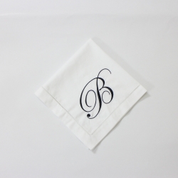 Personalized cotton monogram napkins with hemstitch and B pattern embroidery